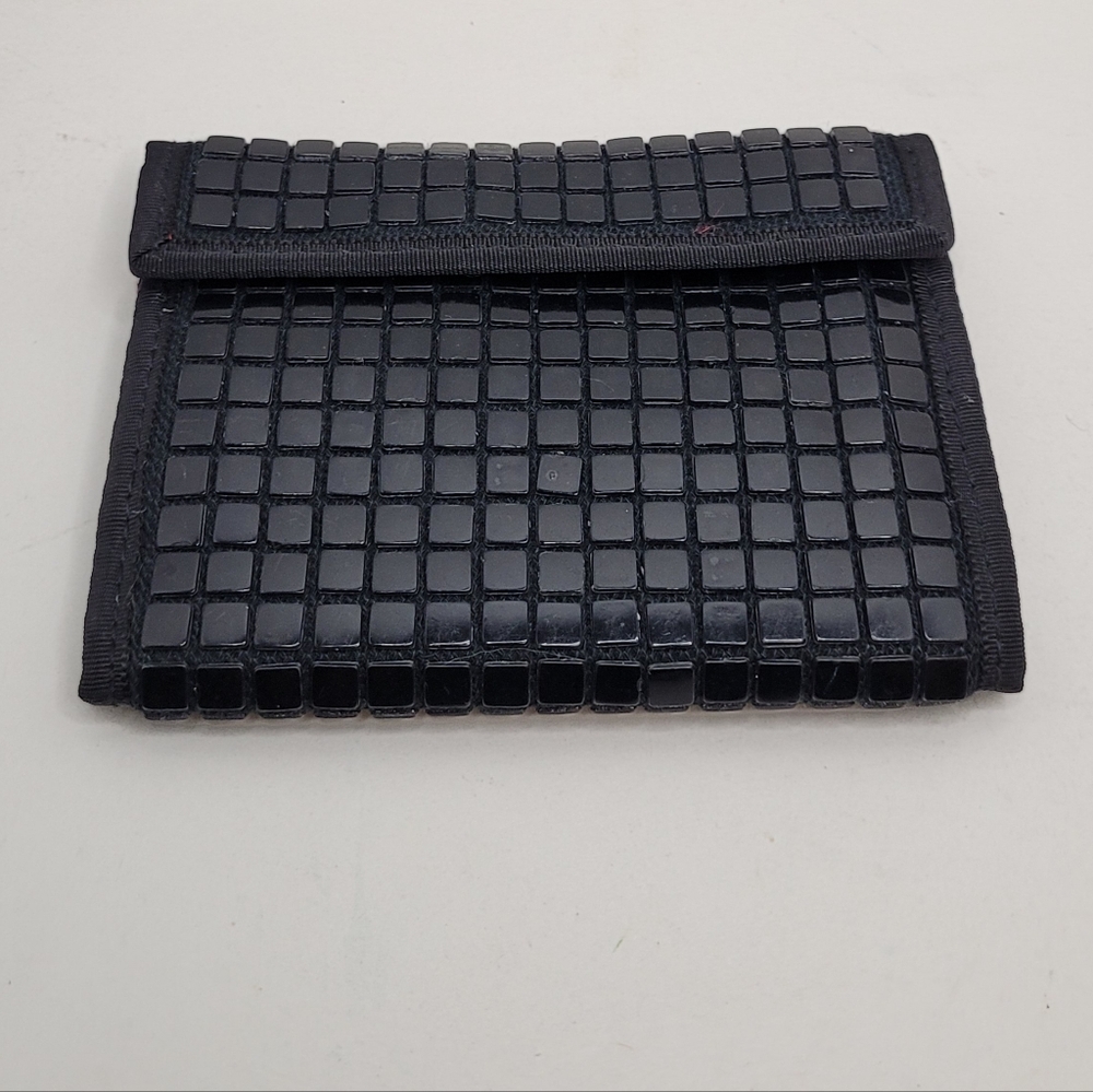 Black Mosaic Tile Velcro Wallet Red Inside Vintage NEW